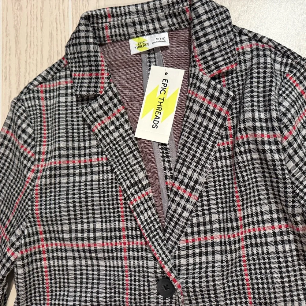 Epic Threads Preppy‎ Plaid Blazer Skirt Set Girls Size Small 7-8 NEW